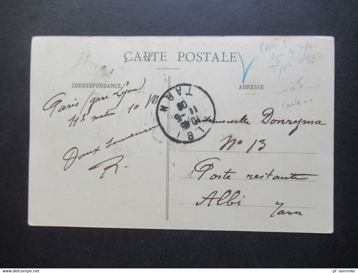 Frankreich AK 1904 Bildseitig Frankiert Paris La Gare De Lyon Nach Albi Tarn Mit Ank. Stempel - Métro Parisien, Gares