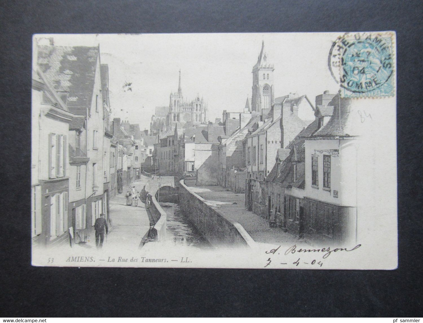 Frankreich AK 1904 Bildseitig Frankiert Amiens La Rue Des Tanneurs Stempel Gare D'Amiens - Amiens