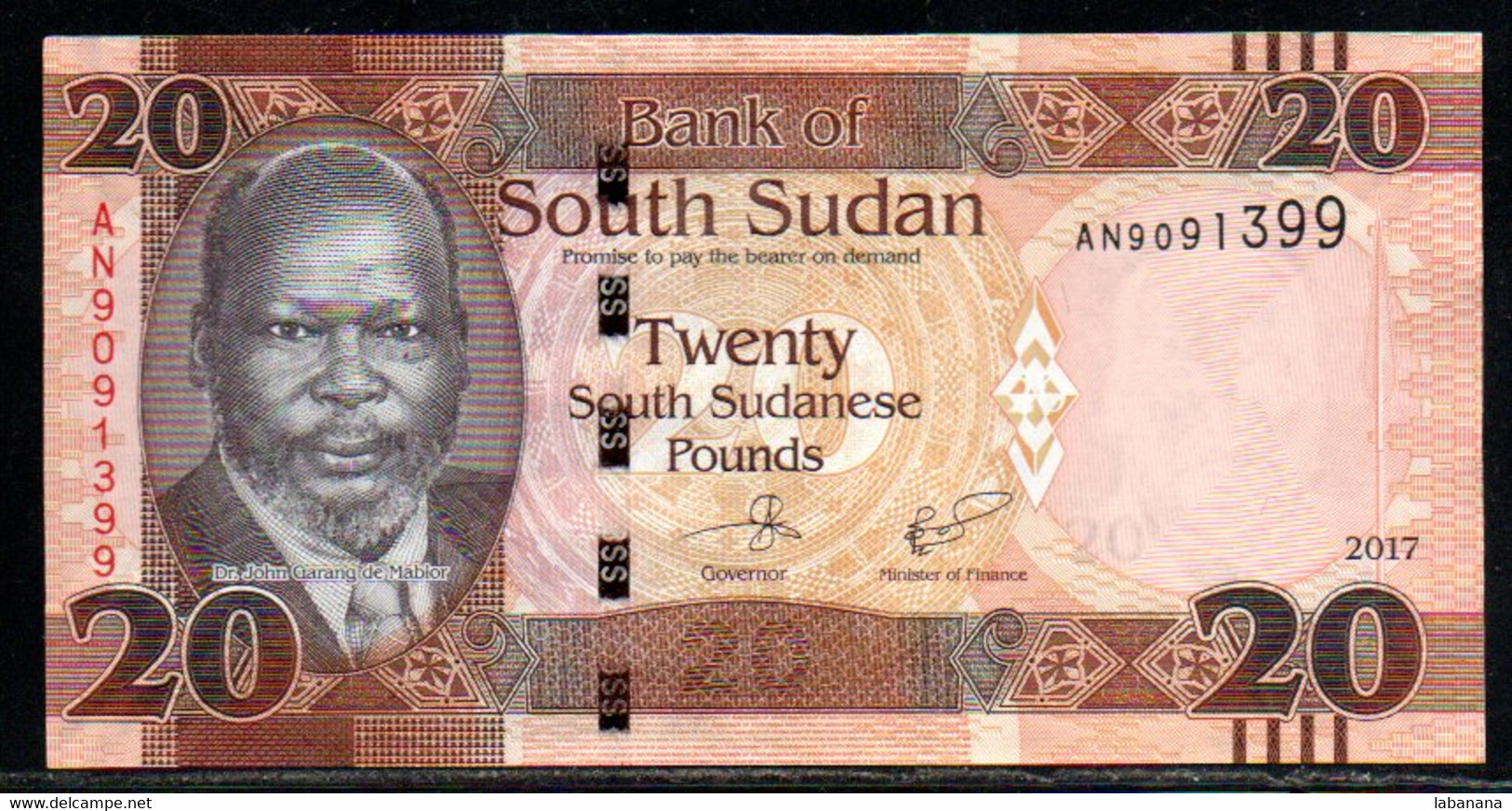 659-Soudan Du Sud 20 Pounds 2017 AN909 Neuf/UNC - Sudan Del Sud