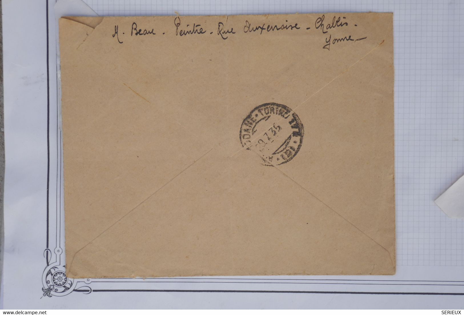 AV 2  FRANCE  BELLE LETTRE  1935  CHABLY POUR ROME ITALIE  ++AEROPHILATELIE +AFFRANC. PLAISANT - 1960-.... Covers & Documents