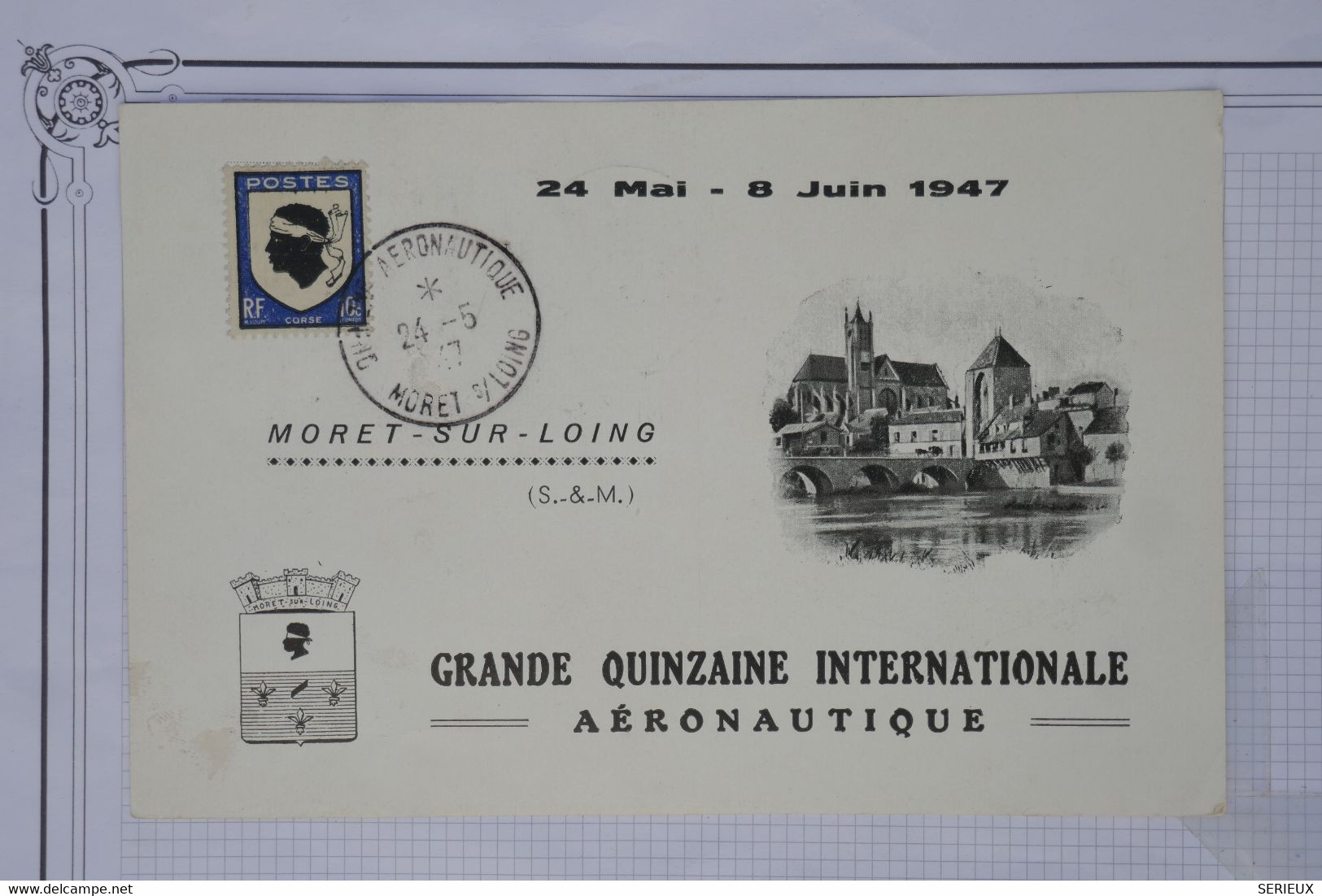 C  FRANCE  BELLE CARTE   1947 AERO.CLUB  MORETZ SUR LOING  +++AEROPHILATELIE +PAS COURANT ++AFFRANC. PLAISANT - 1960-.... Storia Postale