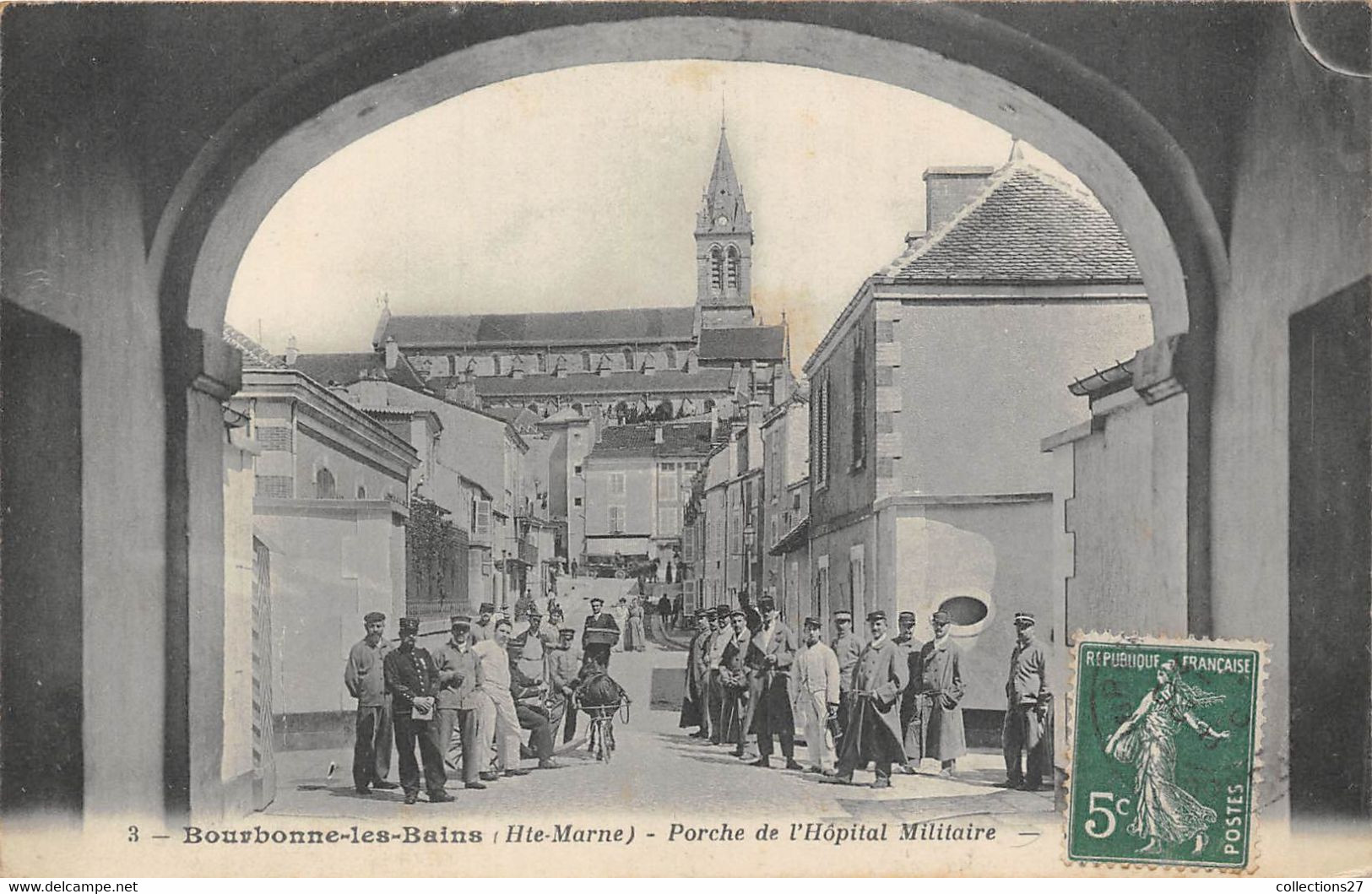 52-BOURBONNE-LES-BAINS- PORCHE DE L'HÔPITAL MILITAIRE - Bourbonne Les Bains