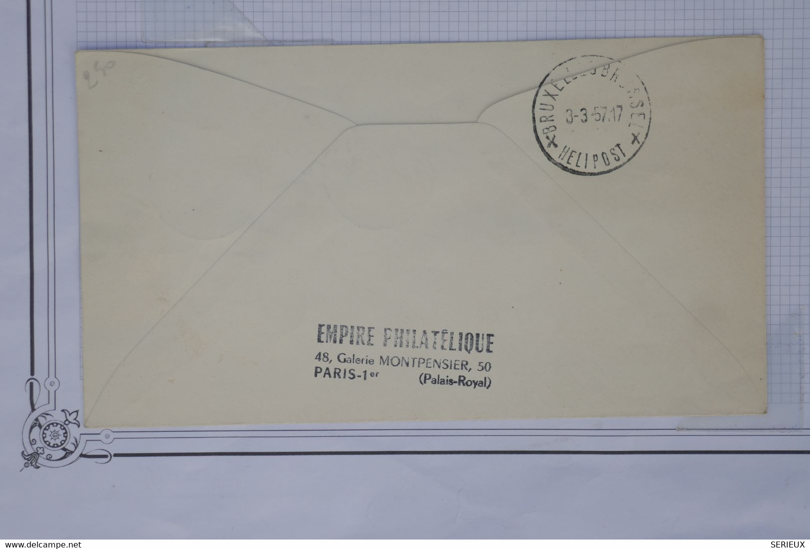 AV 2  FRANCE  BELLE LETTRE  1957 1ER VOL HELICOPTERE PARIS BRUXELLES +++AEROPHILATELIE +PAS COURANT ++AFFRANC. PLAISANT - 1960-.... Storia Postale