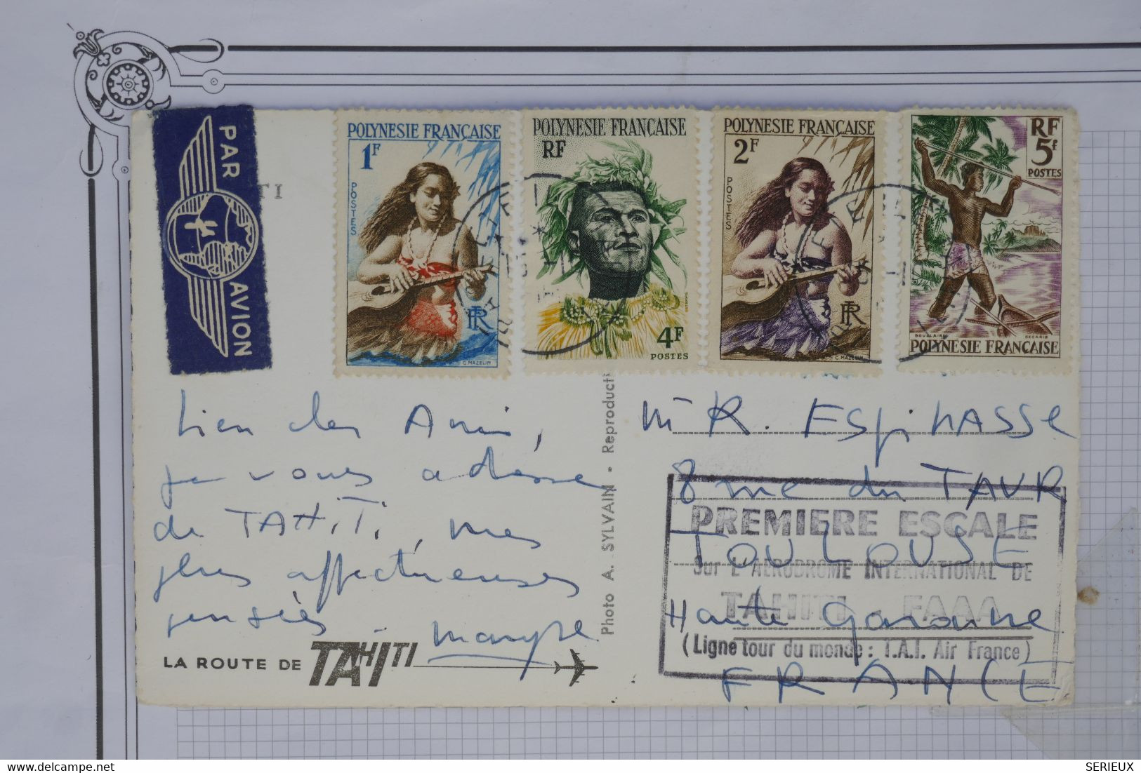 AV 2  FRANCE  BELLE CARTE   1967 1ERE ESCALE  TAHITI PAPEETE++AEROPHILATELIE +++AFFRANC. PLAISANT - 1960-.... Covers & Documents