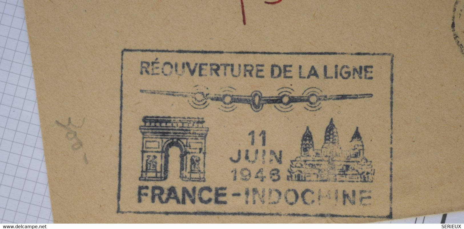 AV 2  FRANCE  BELLE  LETTRE  1946  REOUVERTURE FRANCE INDOCHINE POUR SAIGON +AEROPHILATELIE +++AFFRANC. PLAISANT - 1960-.... Cartas & Documentos