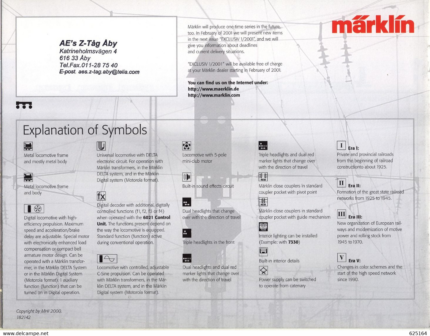 Catalogue MÄRKLIN 2000 Exclusiv 4/2000 One Time Series HO 1/87 - Z 1/220 - Englisch