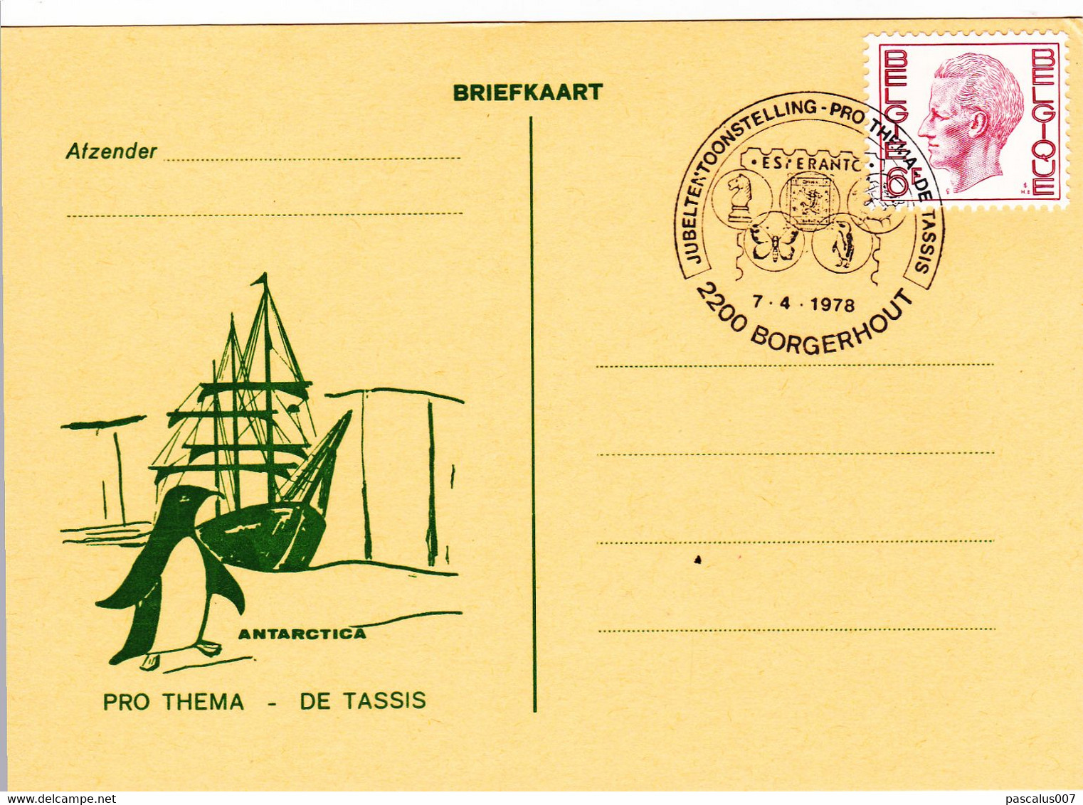 B01-396 6 Briefkaarten Met Stempel ESPERANTO - Pro Thema DE TASSIS - Jubeltentoonstelling 7-4-1978 2200 Borgerhout - Luchtpostbladen