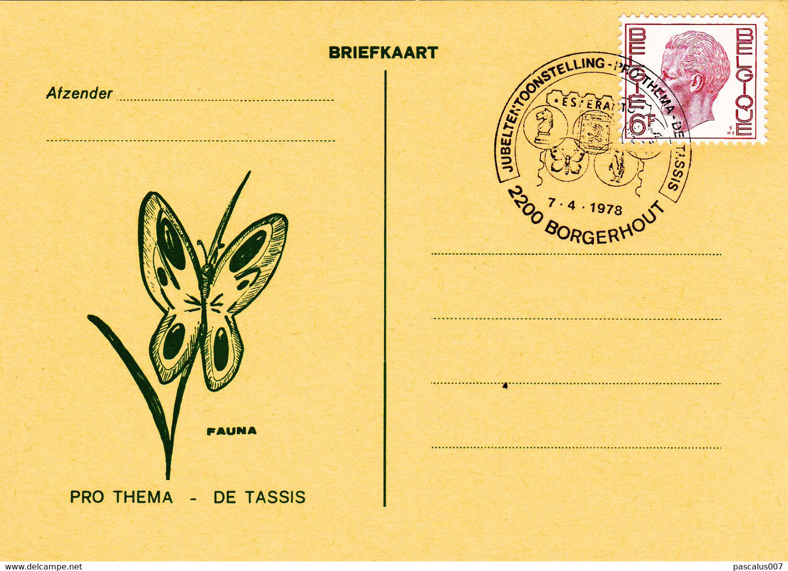 B01-396 6 Briefkaarten Met Stempel ESPERANTO - Pro Thema DE TASSIS - Jubeltentoonstelling 7-4-1978 2200 Borgerhout - Aerograms
