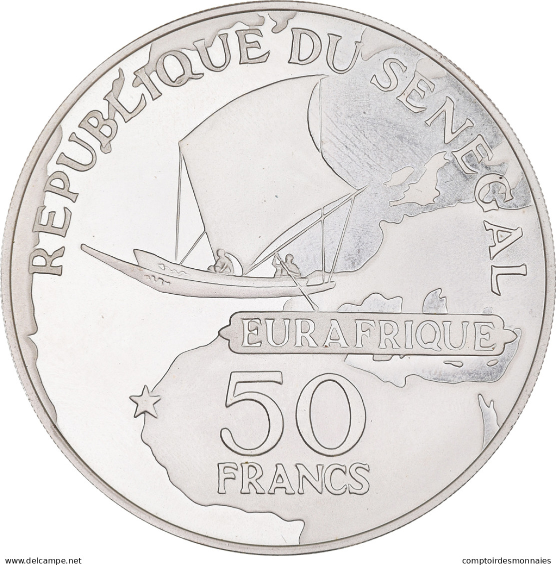 Monnaie, Sénégal, Leopold Sedar Senghor, 50 Francs, 1975, Proof, SPL, Argent - Senegal