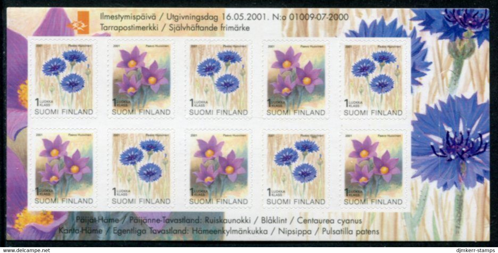 FINLAND 2001 Definitive: Flowers Sheetlet MNH / **.  Michel  1575-76 I FB - Neufs