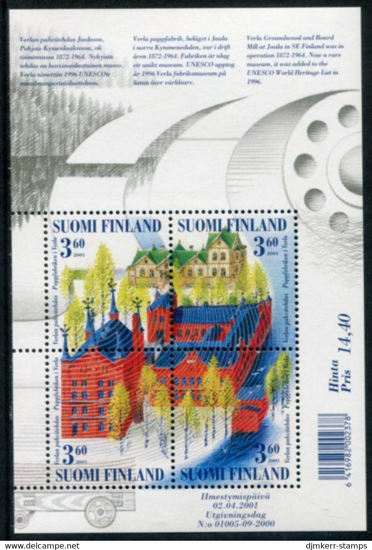 FINLAND 2001 UNESCO World Heritage Site: Verla Mill Block MNH / **.  Michel  Block 26 - Unused Stamps