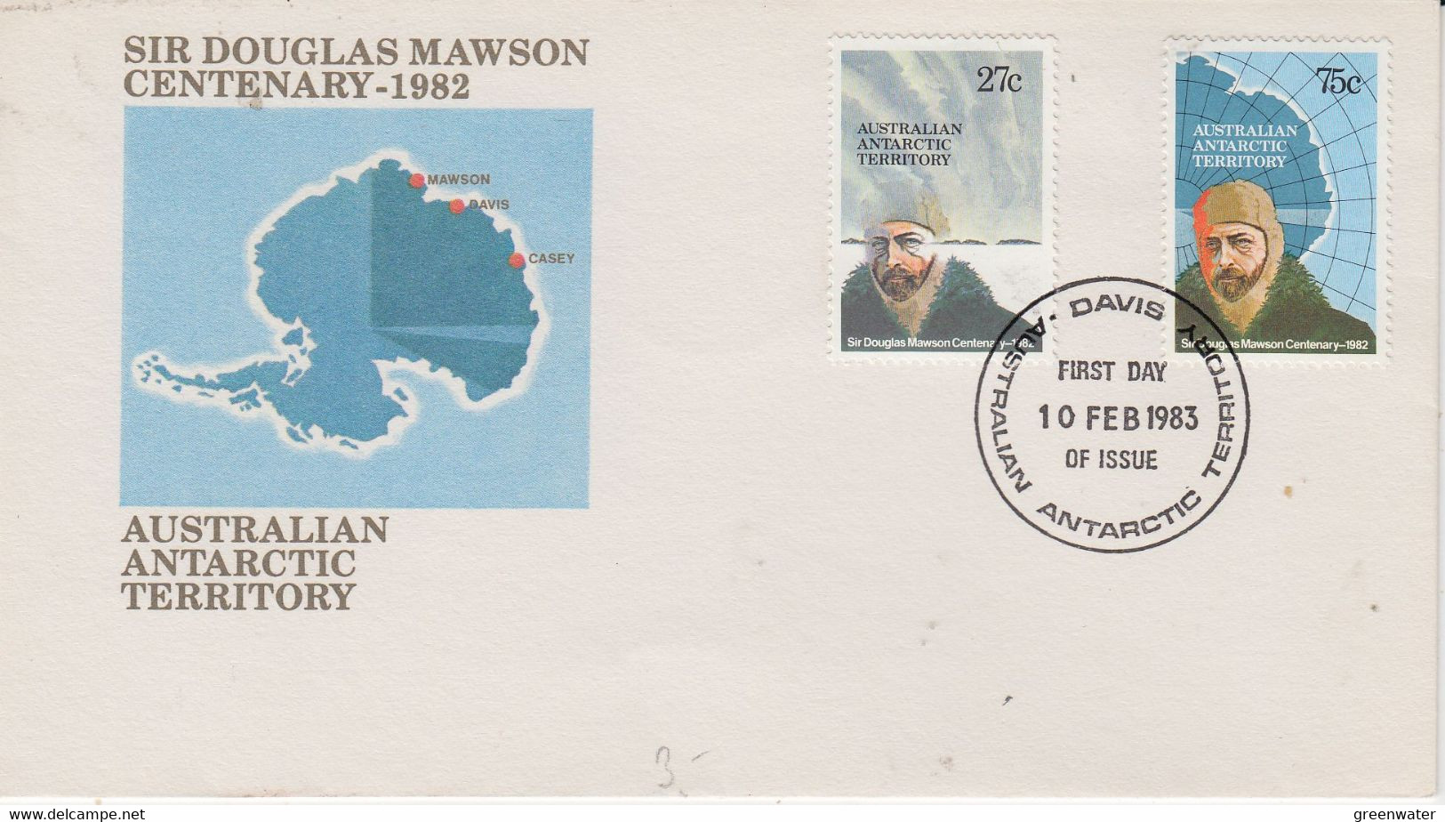 AAT 1983 Sir Douglas Mawson 2v FDC Ca Davis (PF165A) - FDC