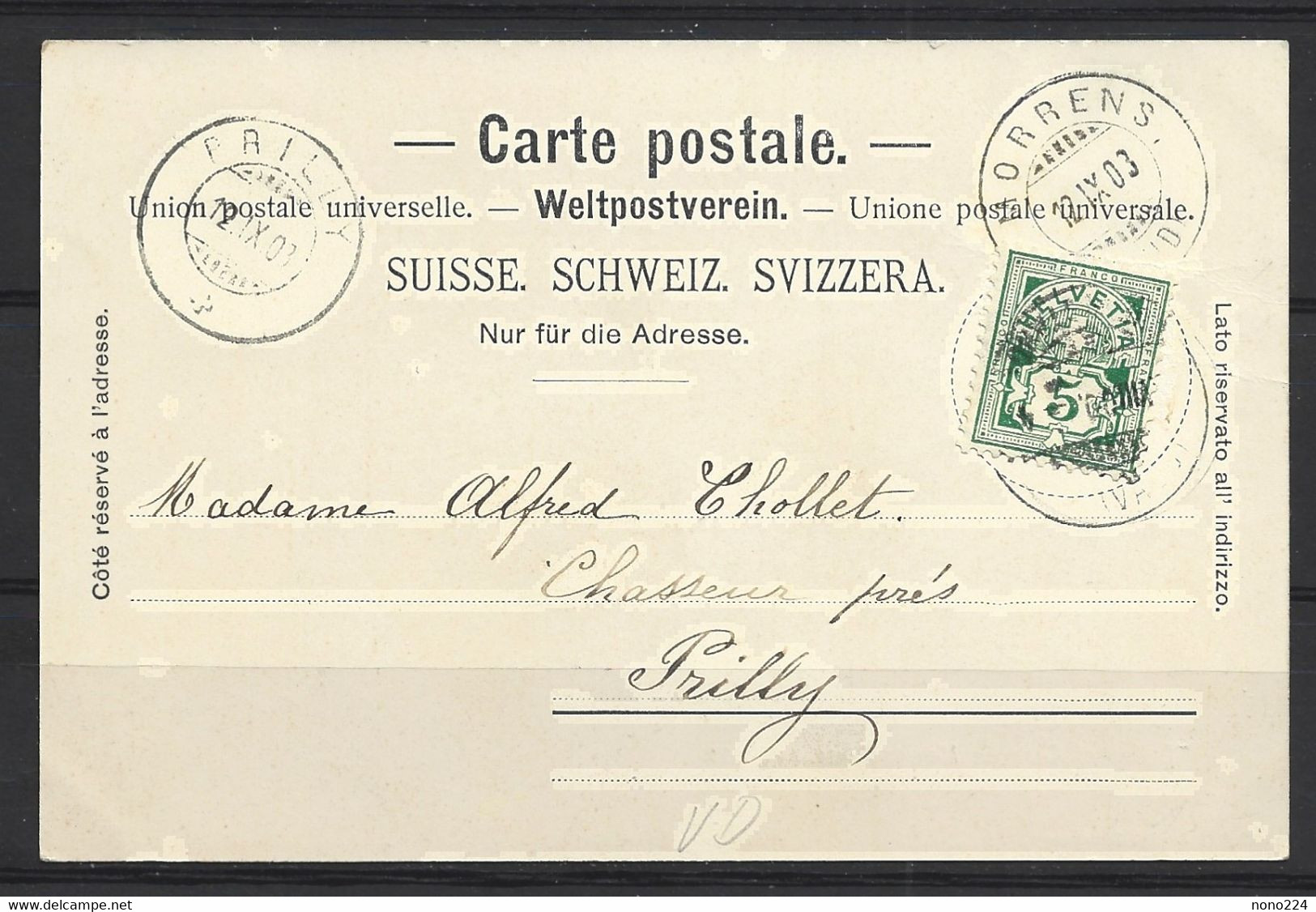 Carte P De 1903 ( Eglise Et Cure De Morrens ) - Morrens