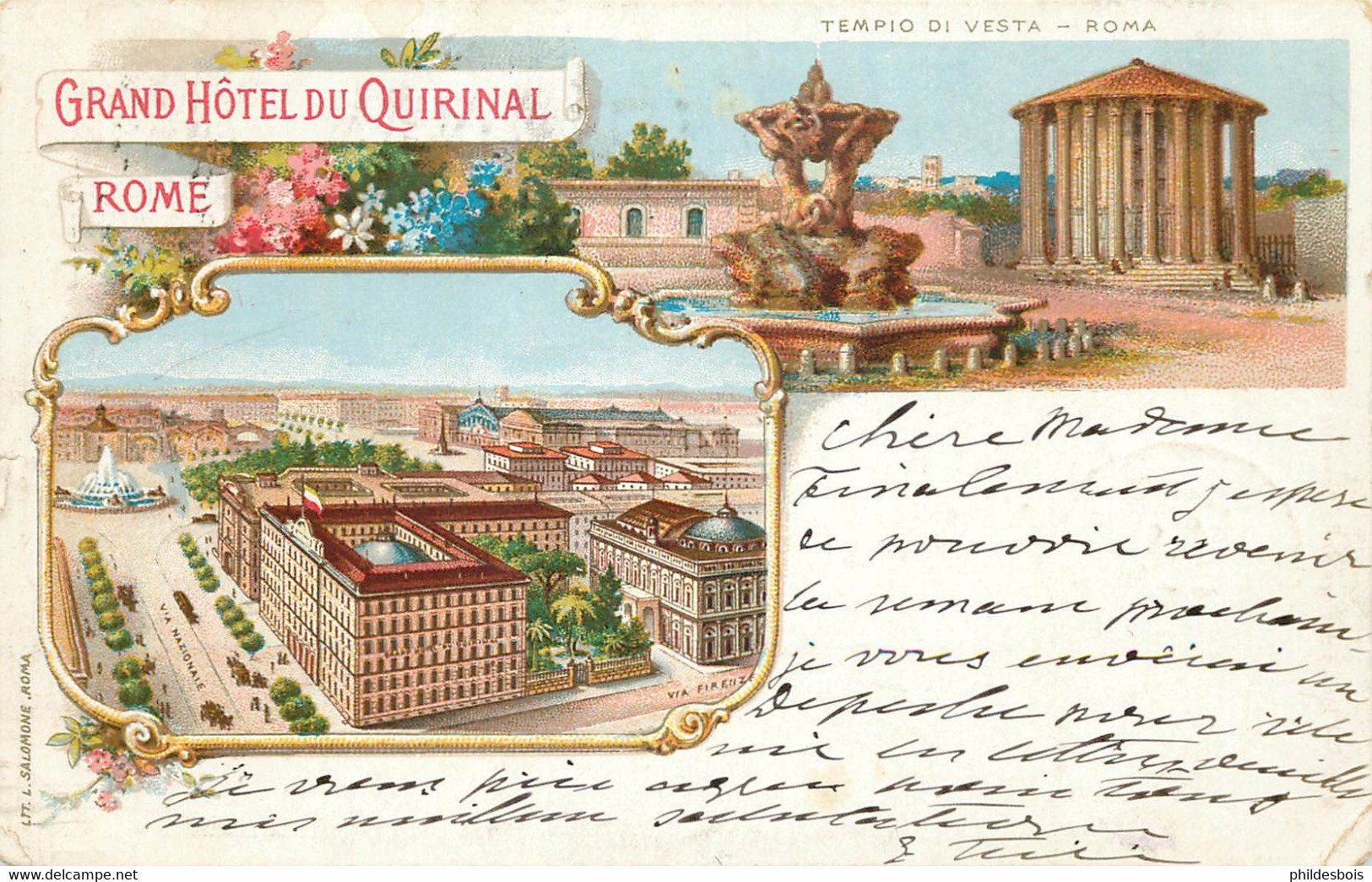 ITALIE  ROME   " Grand Hotel Du Quirinal  "  ( Carte Publicitaire ) - Cafés, Hôtels & Restaurants