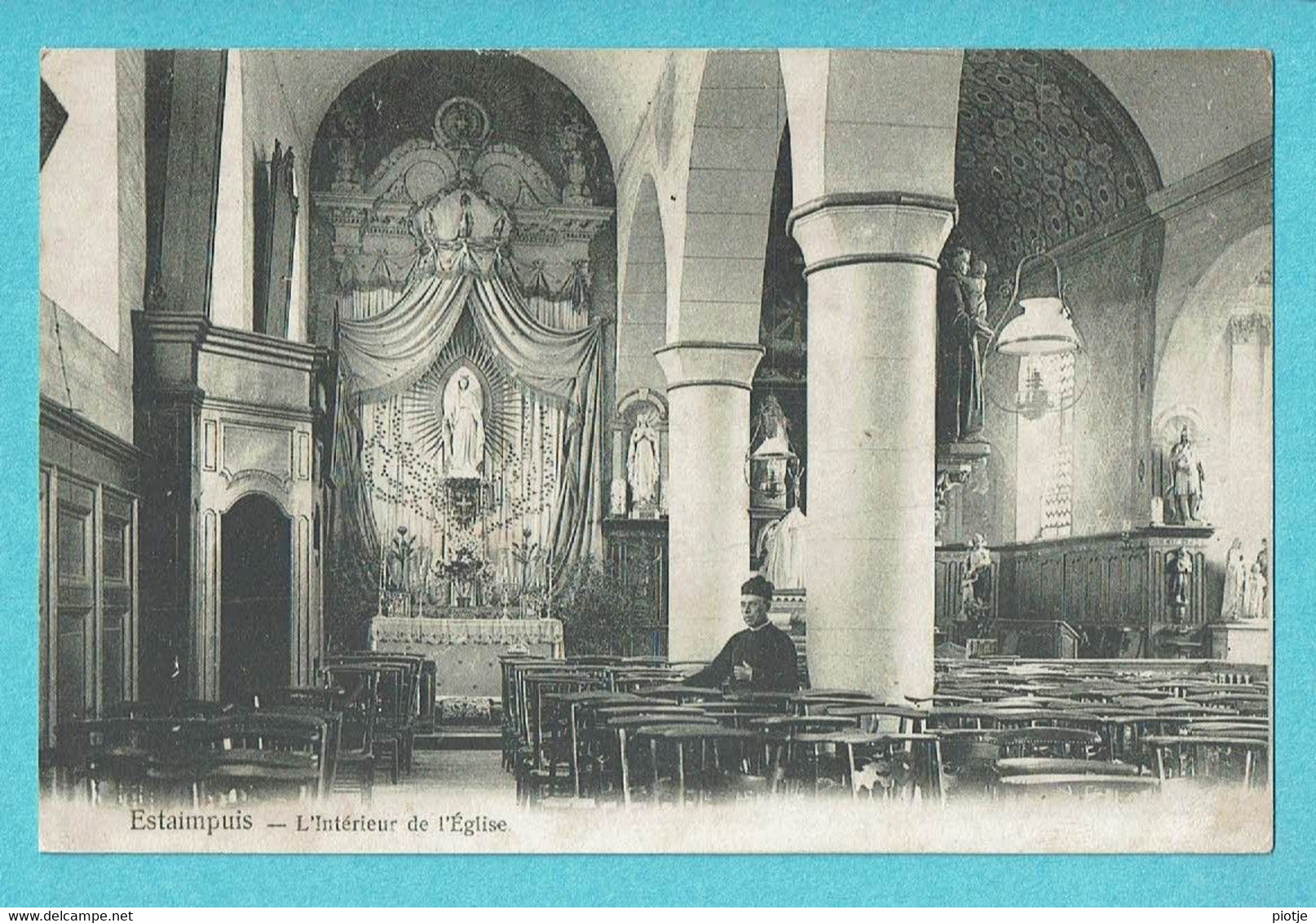 * Estaimpuis - Steenput (Hainaut - La Wallonie) * Intérieur De L'église, Binnenzicht Kerk, Autel, Animée, Church, Pretre - Estaimpuis