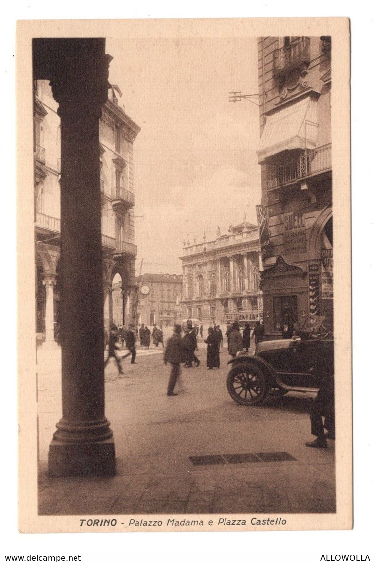 16523 "TORINO-PALAZZO MADAMA E PIAZZA CASTELLO"ANIMATA-VERA FOTO-CART. POST. NON SPEDITA - Palazzo Madama