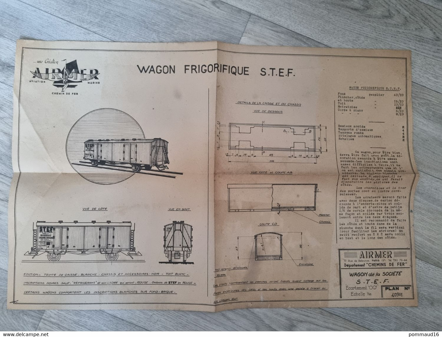 Plan N°40901 Wagon Frigorifique S.T.E.F. - échelle 1/86 - Maschinen