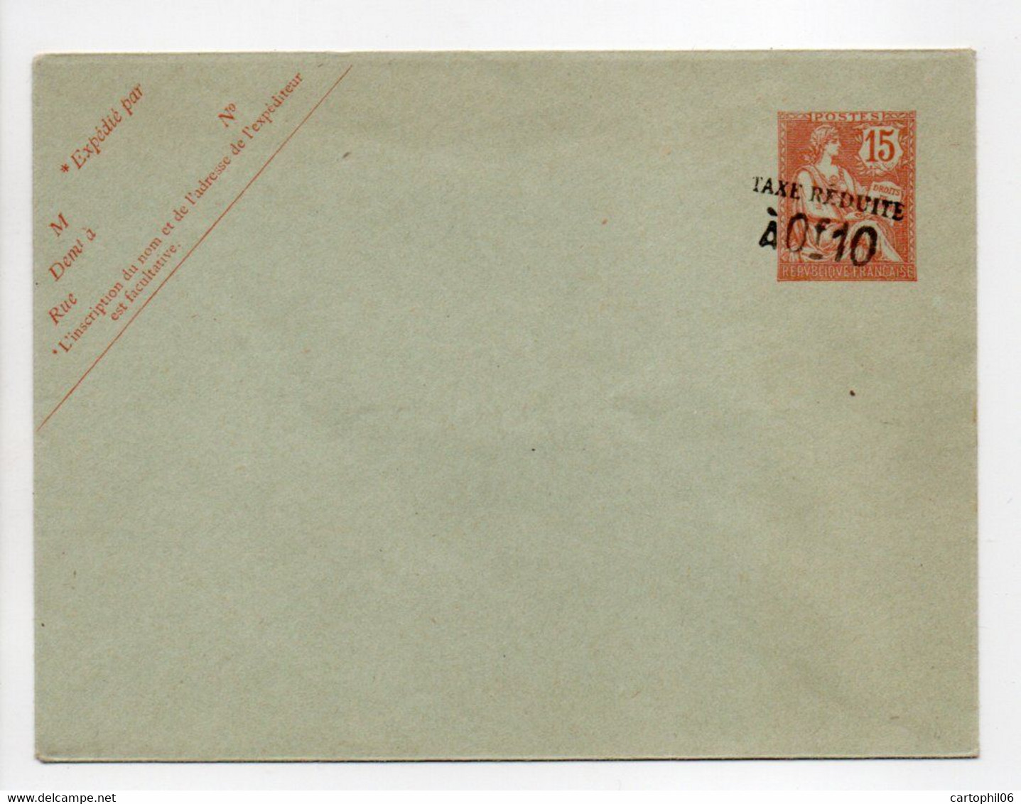 - ENVELOPPE / ENTIER POSTAL N° 125-E2 Neuf - 15 C. Vermillon Type Mouchon Retouché + TAXE RÉDUITE - Date 314 - Cote 12 € - Postales Tipos Y (antes De 1995)