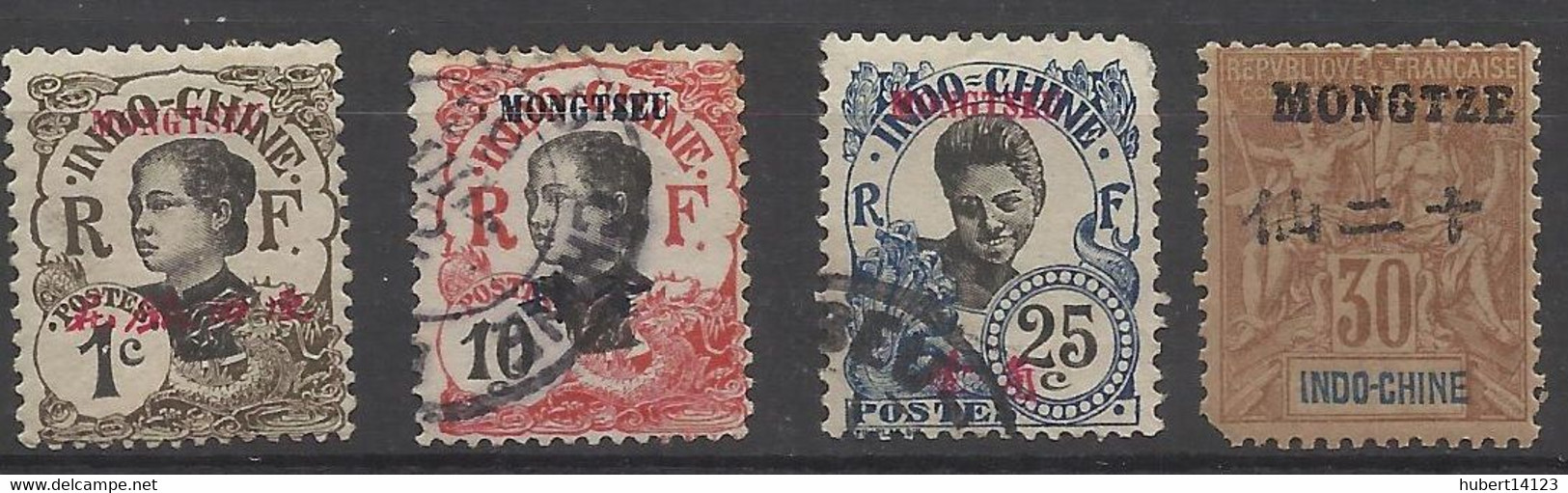 Mongtzeu Indochine 4 Timbres - Other & Unclassified