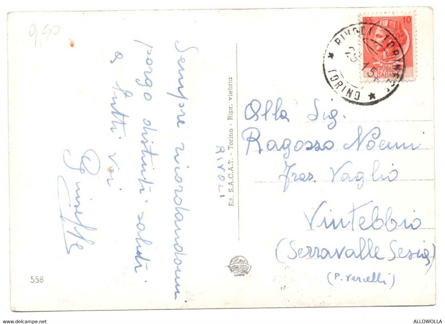 16532 "RIVOLI-PANORAMA E CASERMETTE"-VERA FOTO-CART. POST. SPED.1957 - Rivoli