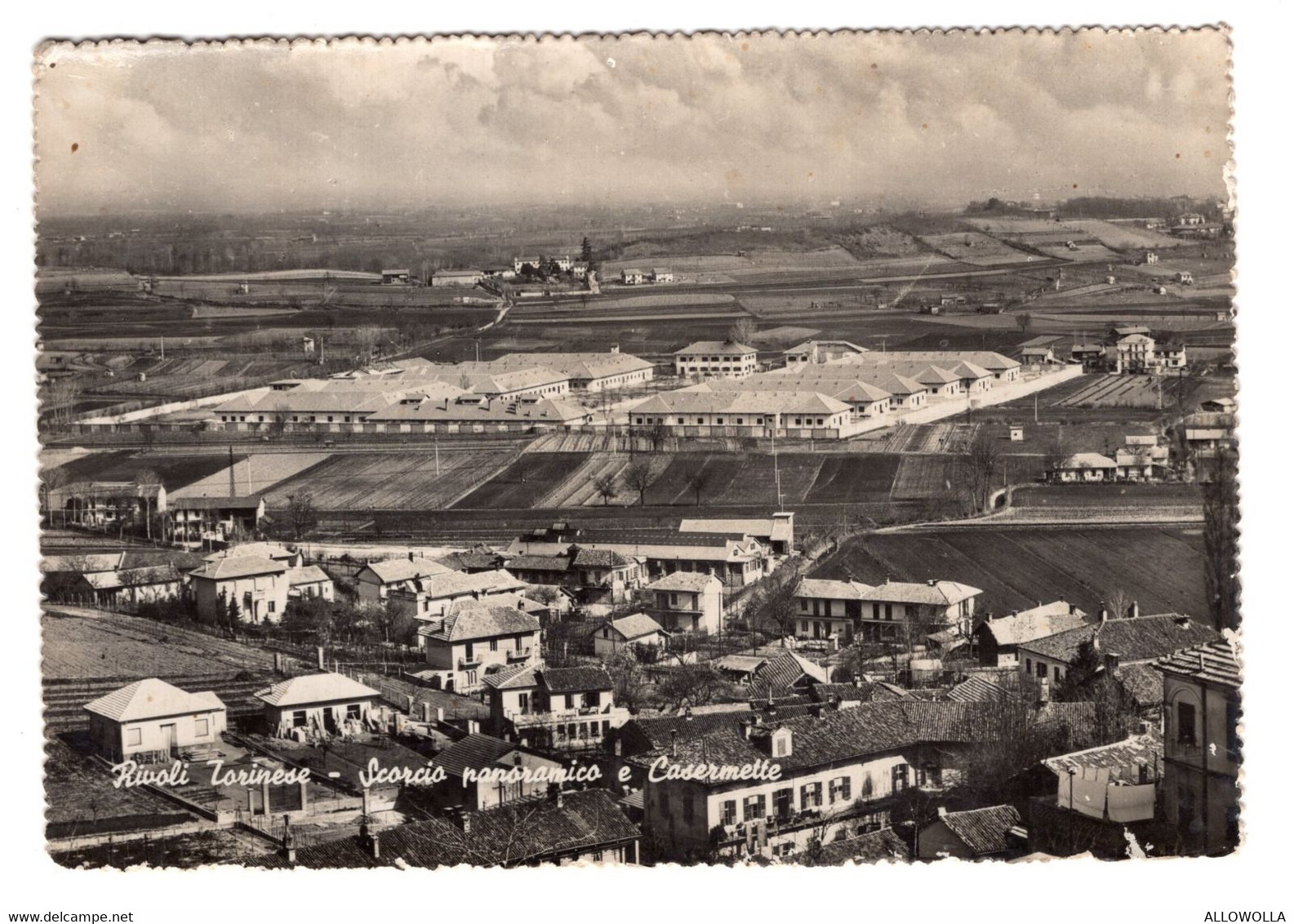 16533 "RIVOLI TORINESE-SCORCIO PANORAMICO E CASERMETTE"-VERA FOTO-CART. POST. SPED.1953 - Rivoli