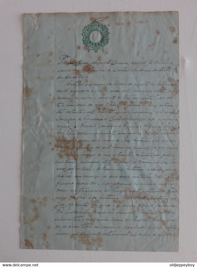 1927 Tax Fiscais PORTUGAL- Scriptophilie Certidão, Certificate W/ Various Tax Stamps - Non Classés