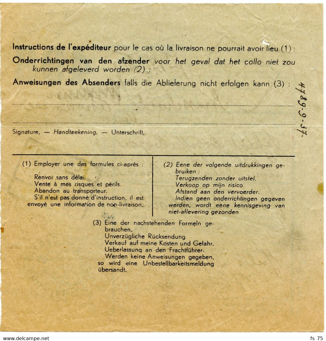 BELGIQUE - COB TR 210 DEMI-TIMBRE RECTANGLE FLOBECQ SUR BULLETIN DE COLIS MILITAIRE, 1939 - Ambulantes