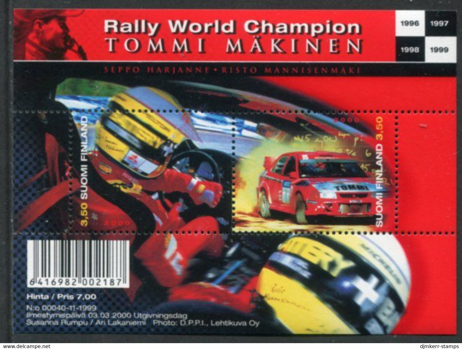 FINLAND 2000 Rally World Champion Block MNH / **  Michel  Block 23 - Ongebruikt