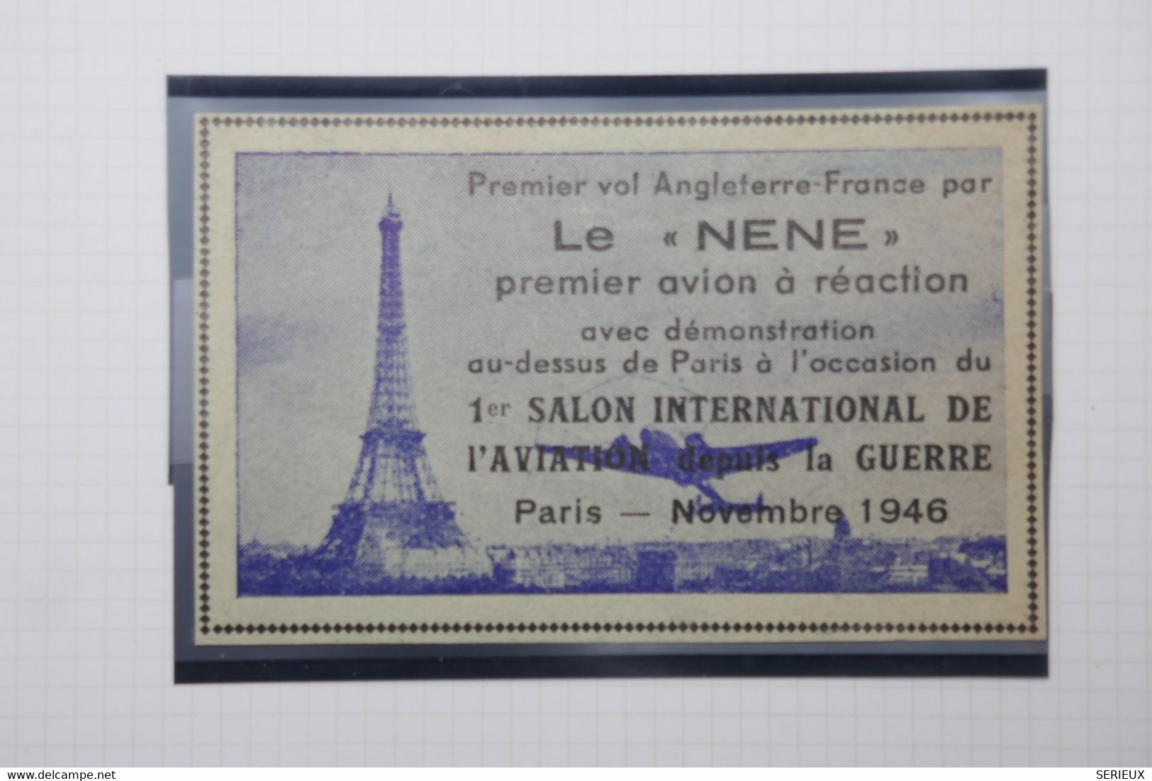 C1 FRANCE  BELLE VIGNETTE RARE  1946 1ER SALON  GUERRE  " LE NéNé " +AEROPHILATELIE +NEUF C - Aviazione