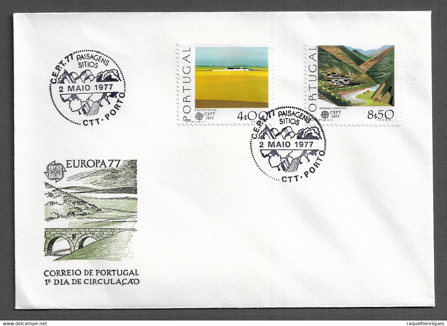 PORTUGAL FDC - 1977 EUROPA Stamps - Landscapes - CARIMBO PORTO (FDC#262) - FDC