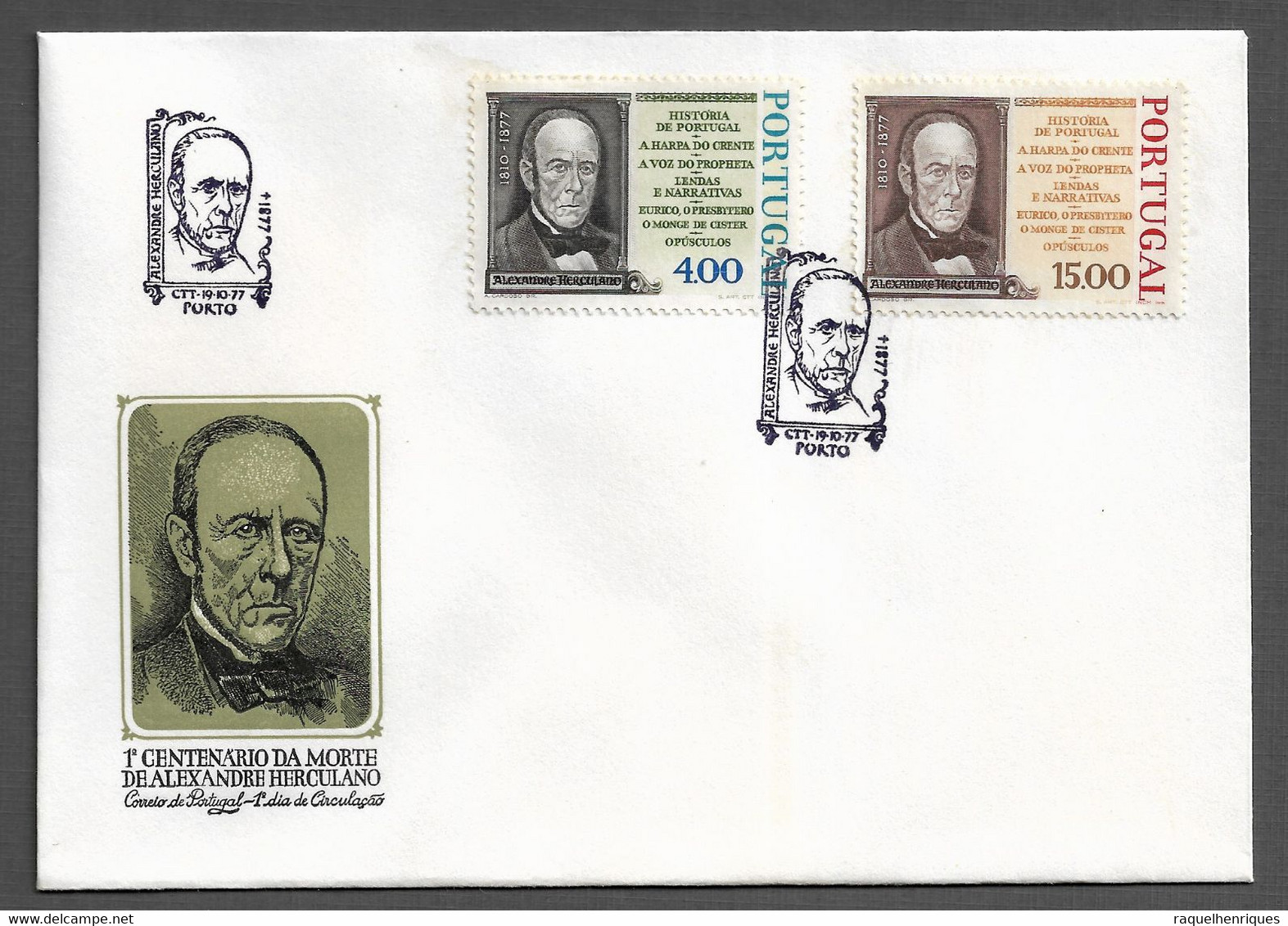 PORTUGAL FDC - 1977 100th An.of The Death Of Alexandre Herculano - CARIMBO PORTO (FDC#267) - FDC