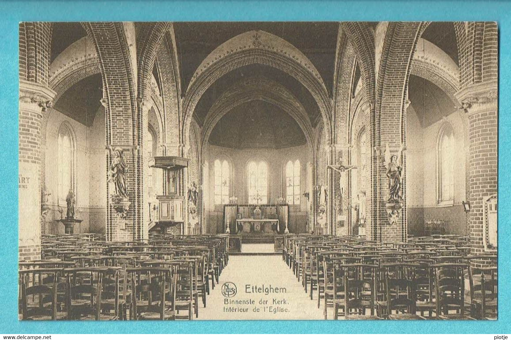 * Ettelgem - Ettelghem (Oudenburg - West Vlaanderen) * (Nels, Uitgever H. Muylle - Lamote) Intérieur église, Kerk Old - Oudenburg