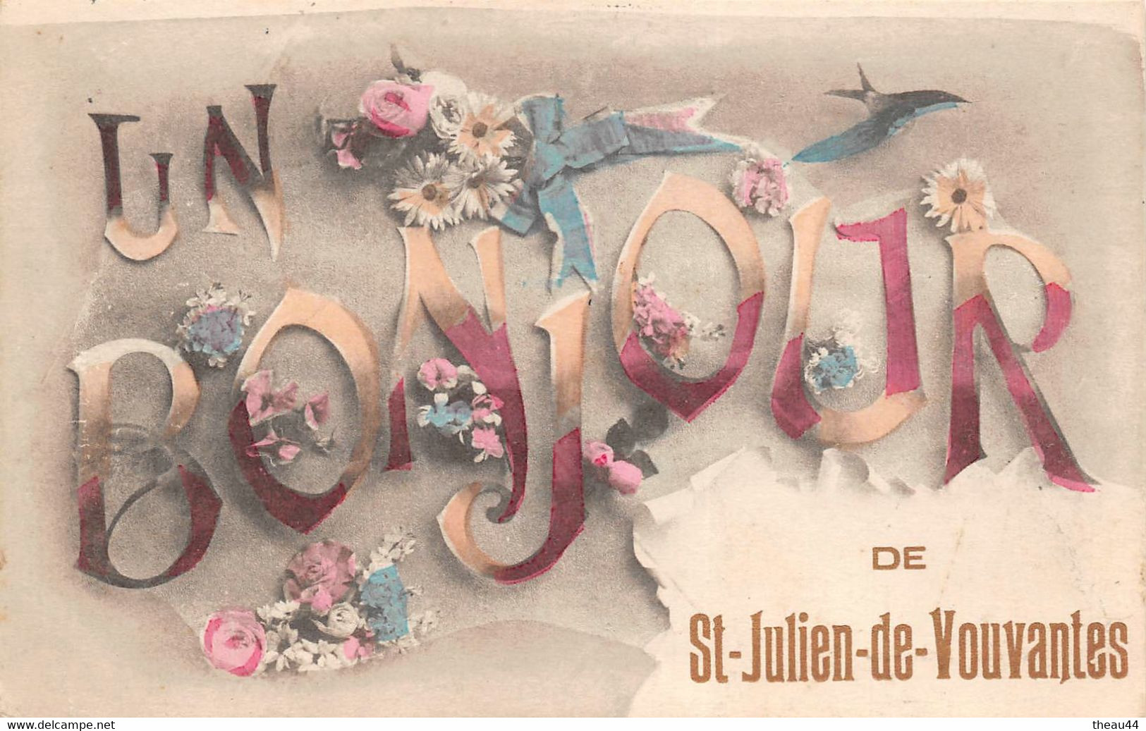 ¤¤  -  SAINT-JULIEN-de-VOUVANTES  -  Carte Fantaisie   -  Un Bonjour De  ......      -  ¤¤ - Saint Julien De Vouvantes