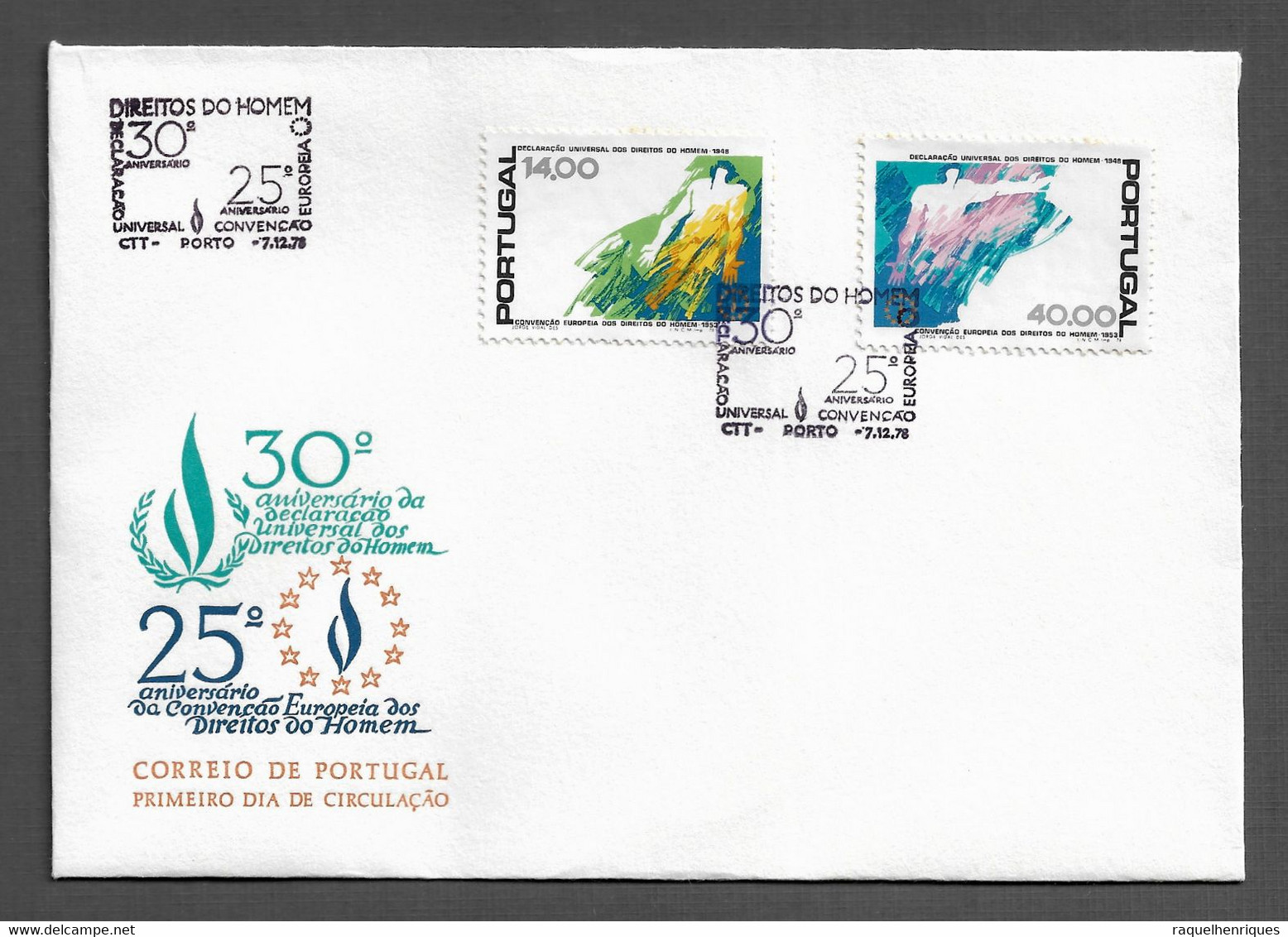 PORTUGAL FDC - 1978 30th An.of The Human Rights - CARIMBO PORTO (FDC#280) - FDC