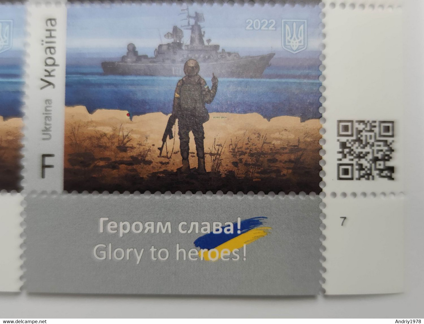 Exclusive !! Error On The Brand !!! Ukraine 2022 "F" + "W" MNH / Luxury. "Russian Warship, Fuck ...!" Two Sheets № 7. - Ukraine