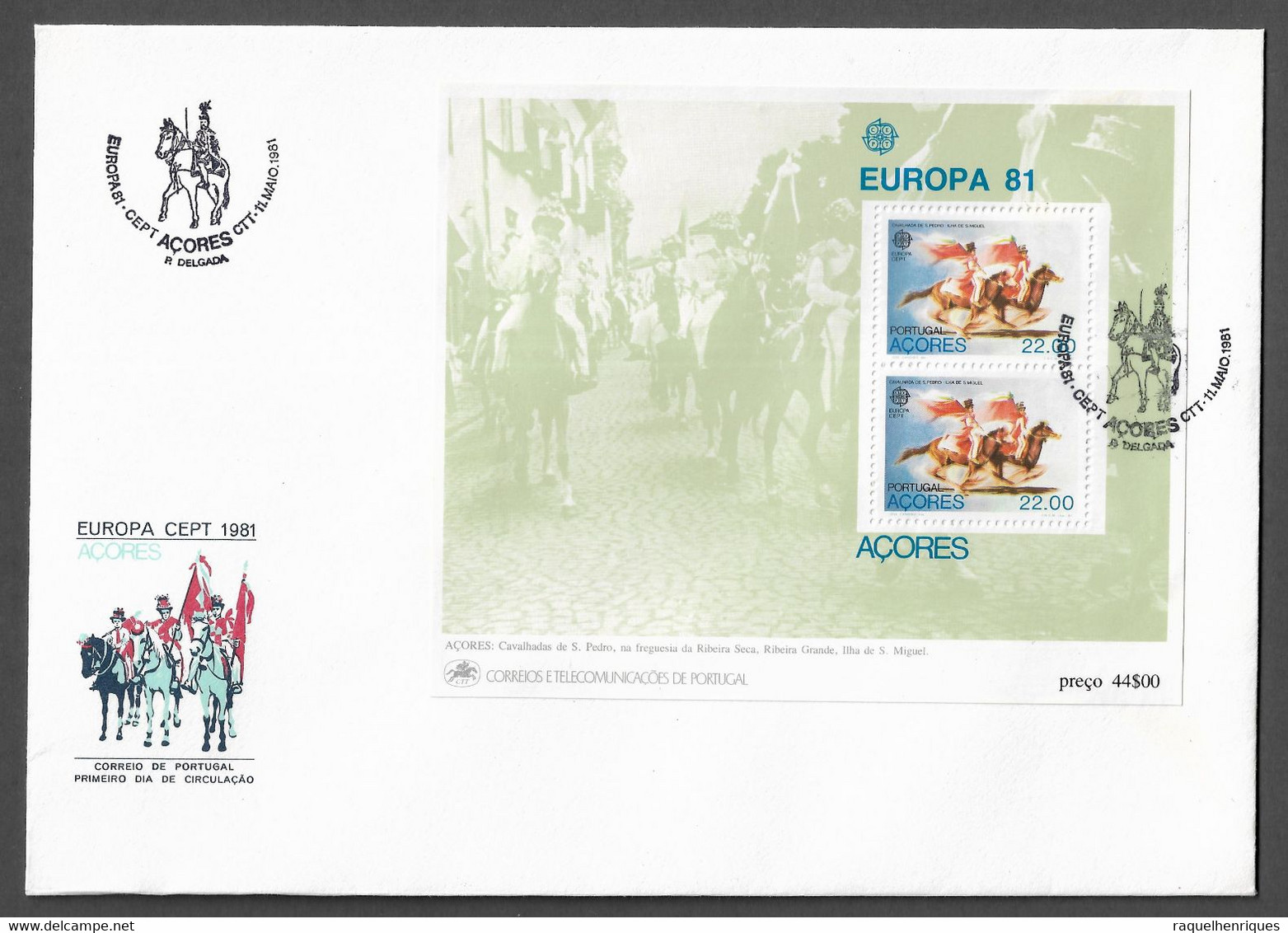 PORTUGAL FDCB - 1981 EUROPA Stamps - AZORES - CARIMBO PONTA DELGADA (FDCB#36) - FDC