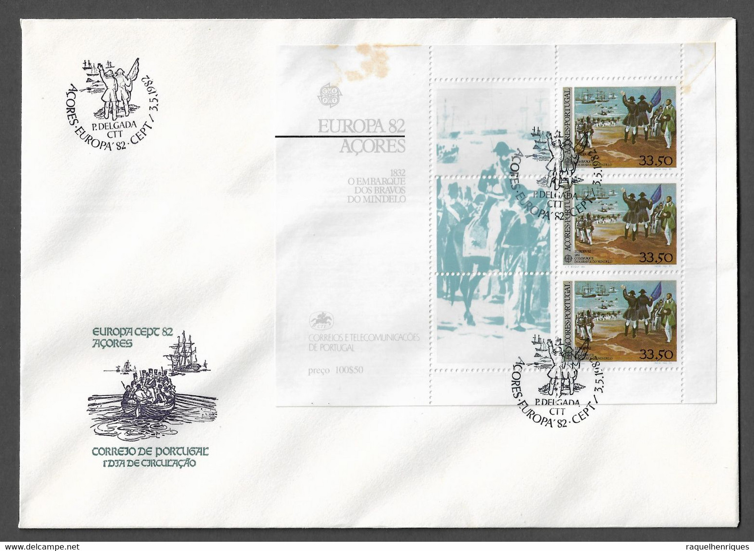 PORTUGAL FDCB - 1982 EUROPA Stamps - Historic Events - AZORES - CARIMBO PONTA DELGADA (FDCB#45) - FDC