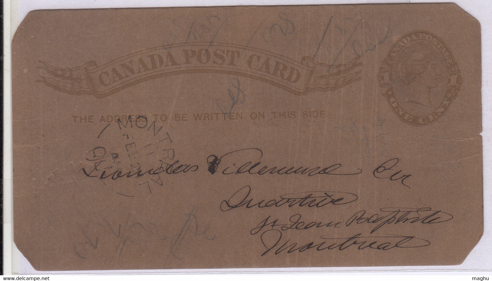 Canada Used Victoria Postcard 1888, - 1860-1899 Regering Van Victoria