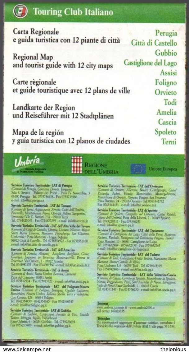 # Umbria - Carta Regionale 1:200.000 E Guida Turistica Con 12 Piante Di Città - Tourisme, Voyages