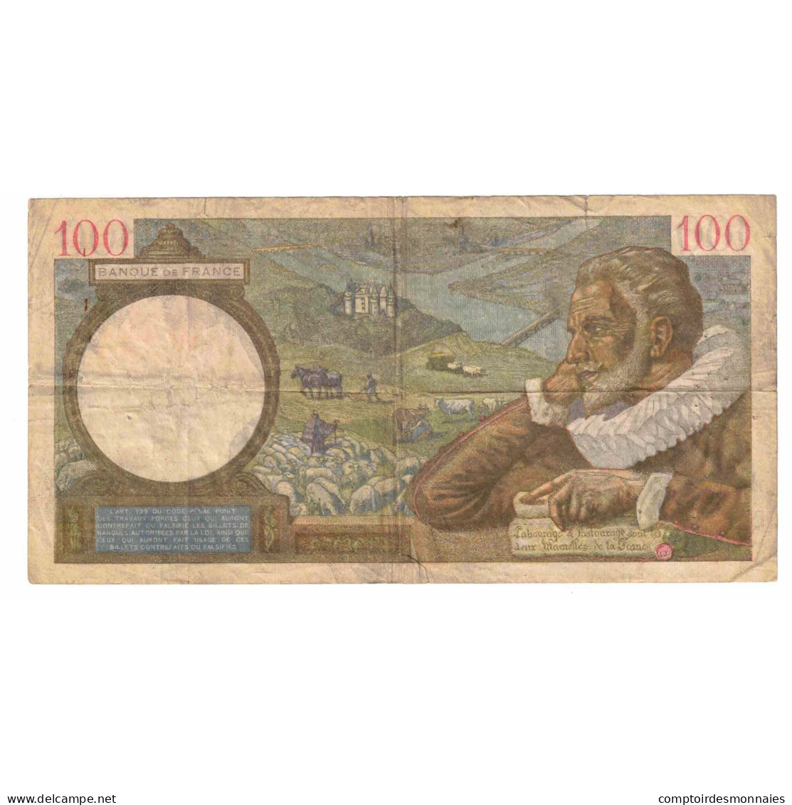 France, 100 Francs, Sully, 1941, O.23402, TB, Fayette:26.55, KM:94 - 100 F 1939-1942 ''Sully''