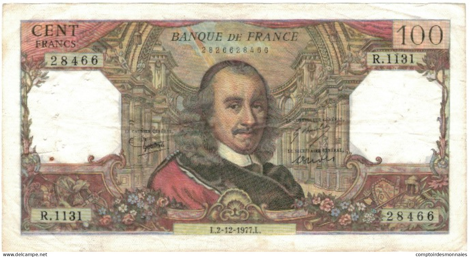 France, 100 Francs, Corneille, 1977, R.1131 28466, TTB, Fayette:65.59, KM:149f - 100 F 1964-1979 ''Corneille''