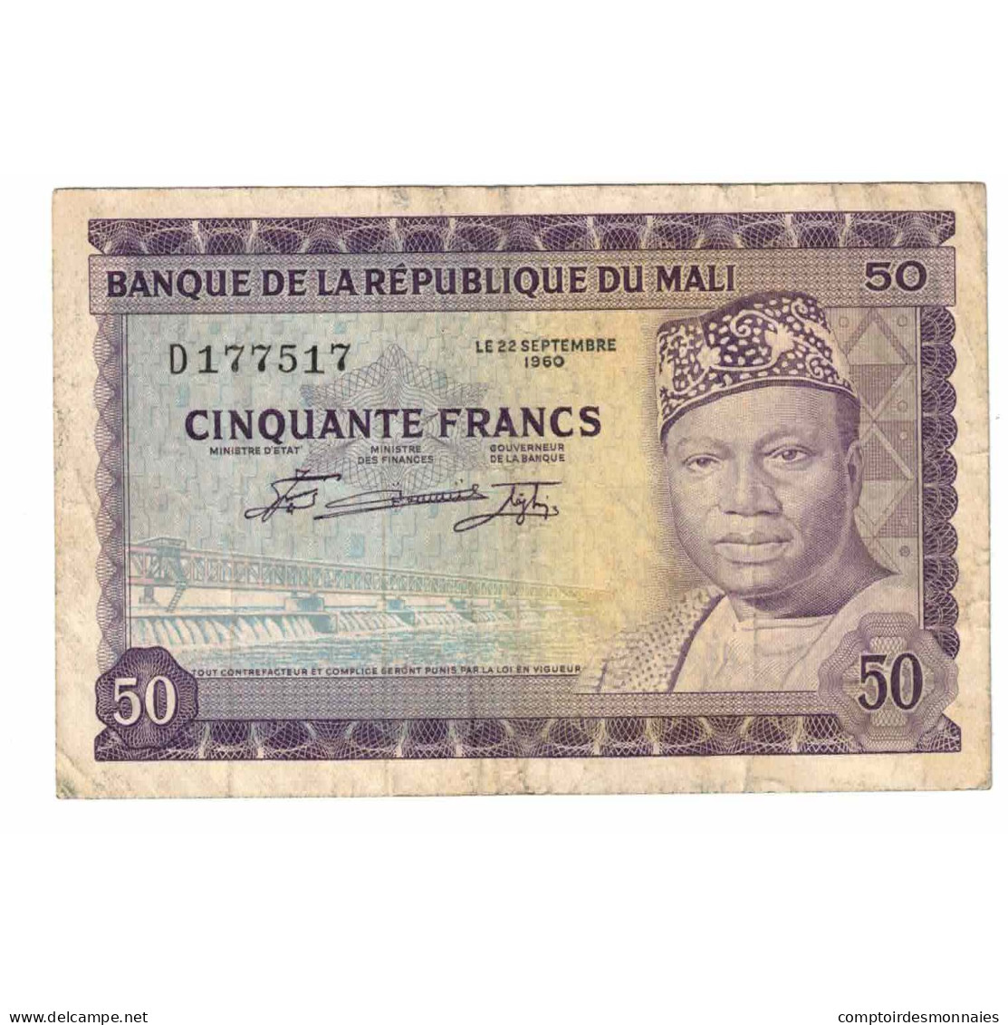 Billet, Mali, 50 Francs, 1960, 1960-09-22, KM:6a, TTB - Mali