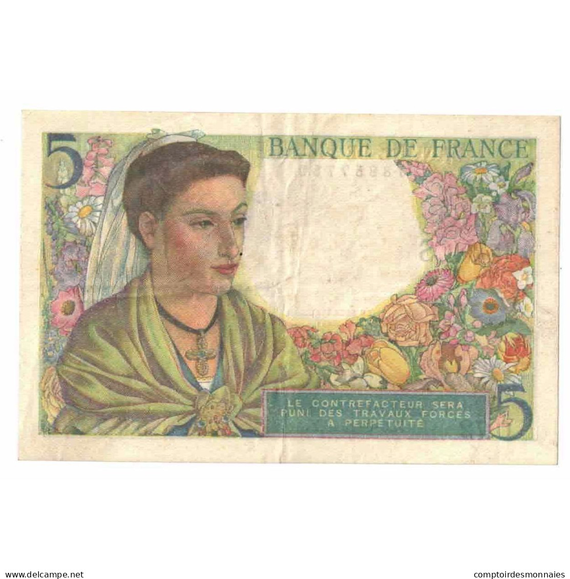 France, 5 Francs, Berger, 1943, O.72, TTB, Fayette:5.3, KM:98a - 5 F 1943-1947 ''Berger''