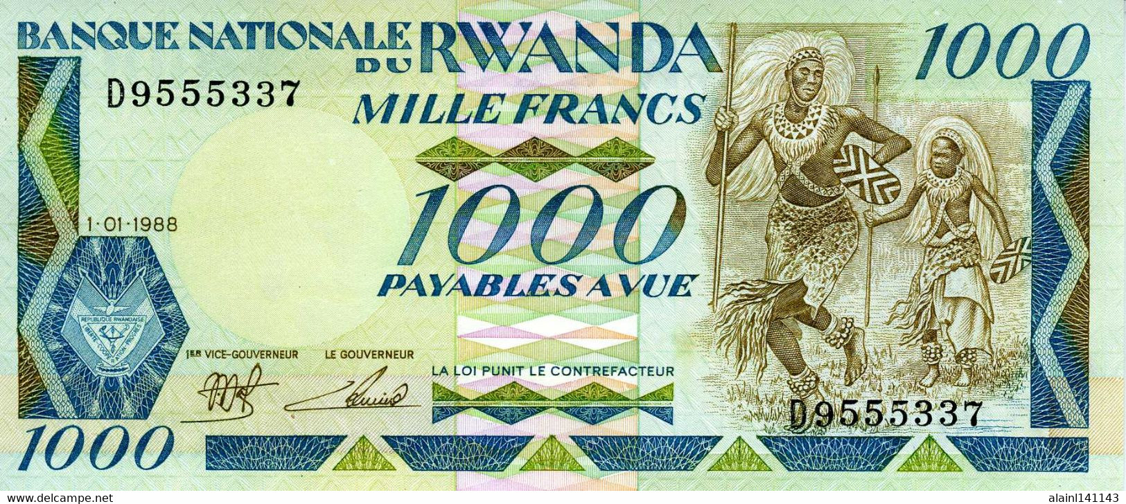 RWANDA - 1.000 Francs 01-01-1988 - Série D 9555337 - P.021a - UNC - Rwanda