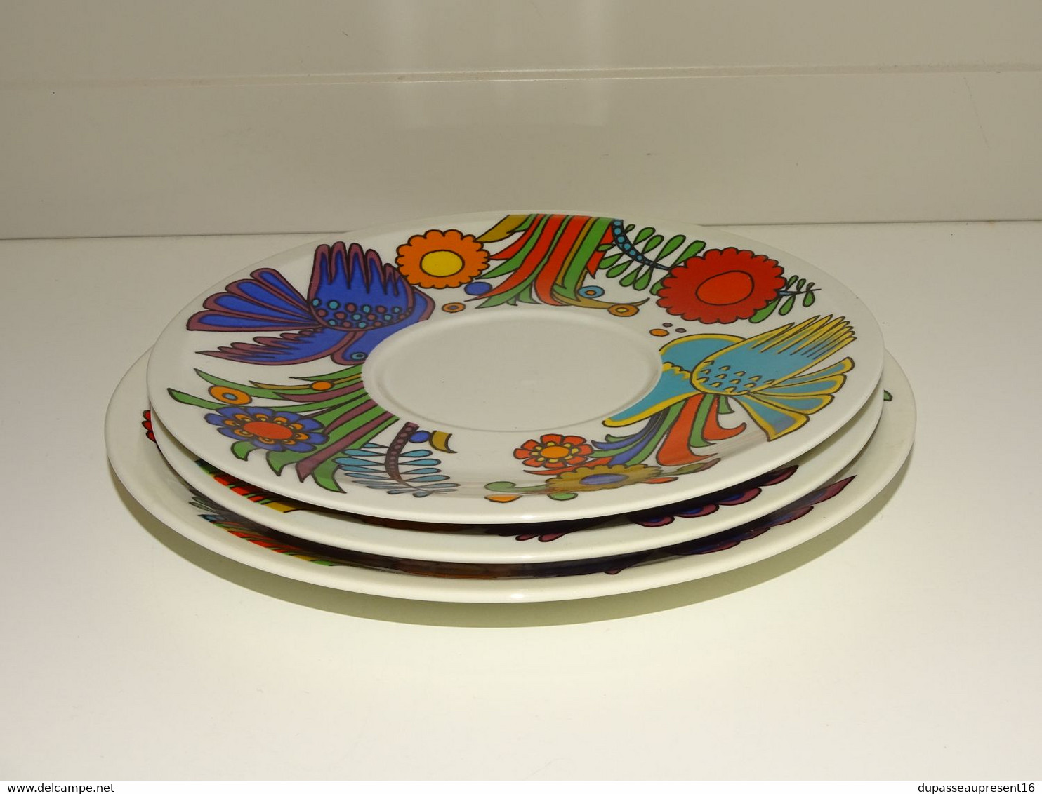 * 3 ASSIETTES SOUCOUPES VILLEROY & BOCH modèle VINTAGE ACAPULCO déco TABLE  E