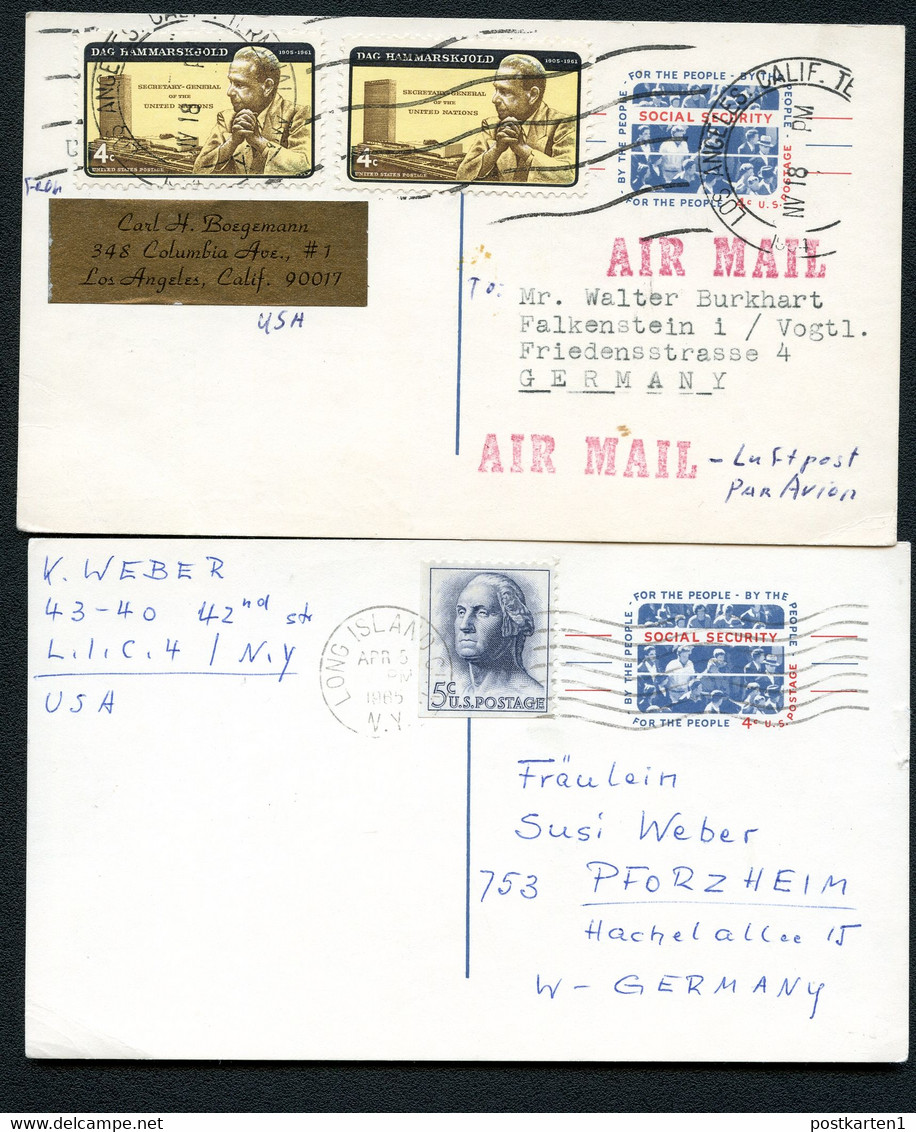 UX51 UPSS S69a 2 Postal Cards Used To Germany 1964-65 - 1961-80