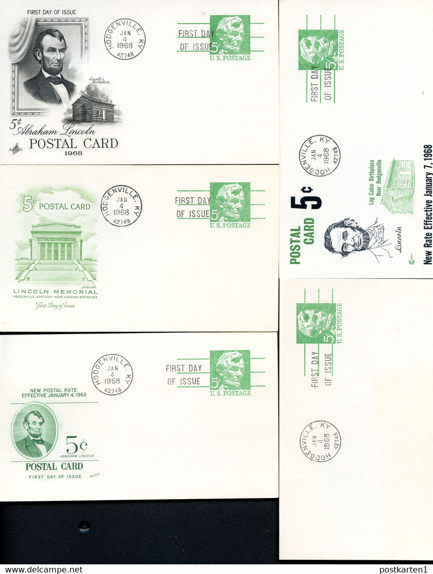 UX55 UPSS S73 5 Diff. Postal Cards FDC 1968 - 1961-80