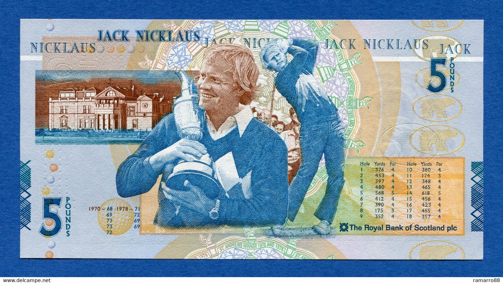 Scotland - 5 Pounds 2005 Commemorative - Jack Nicklaus - Pick # 365 Unc - 5 Pond