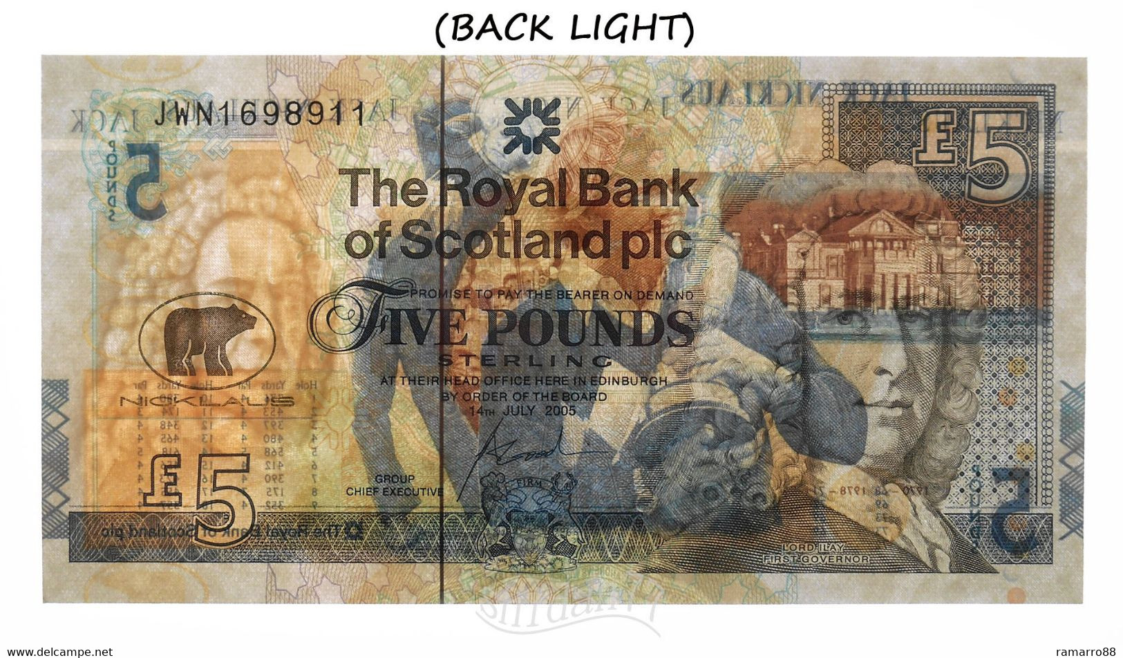 Scotland - 5 Pounds 2005 Commemorative - Jack Nicklaus - Pick # 365 Unc - 5 Pond