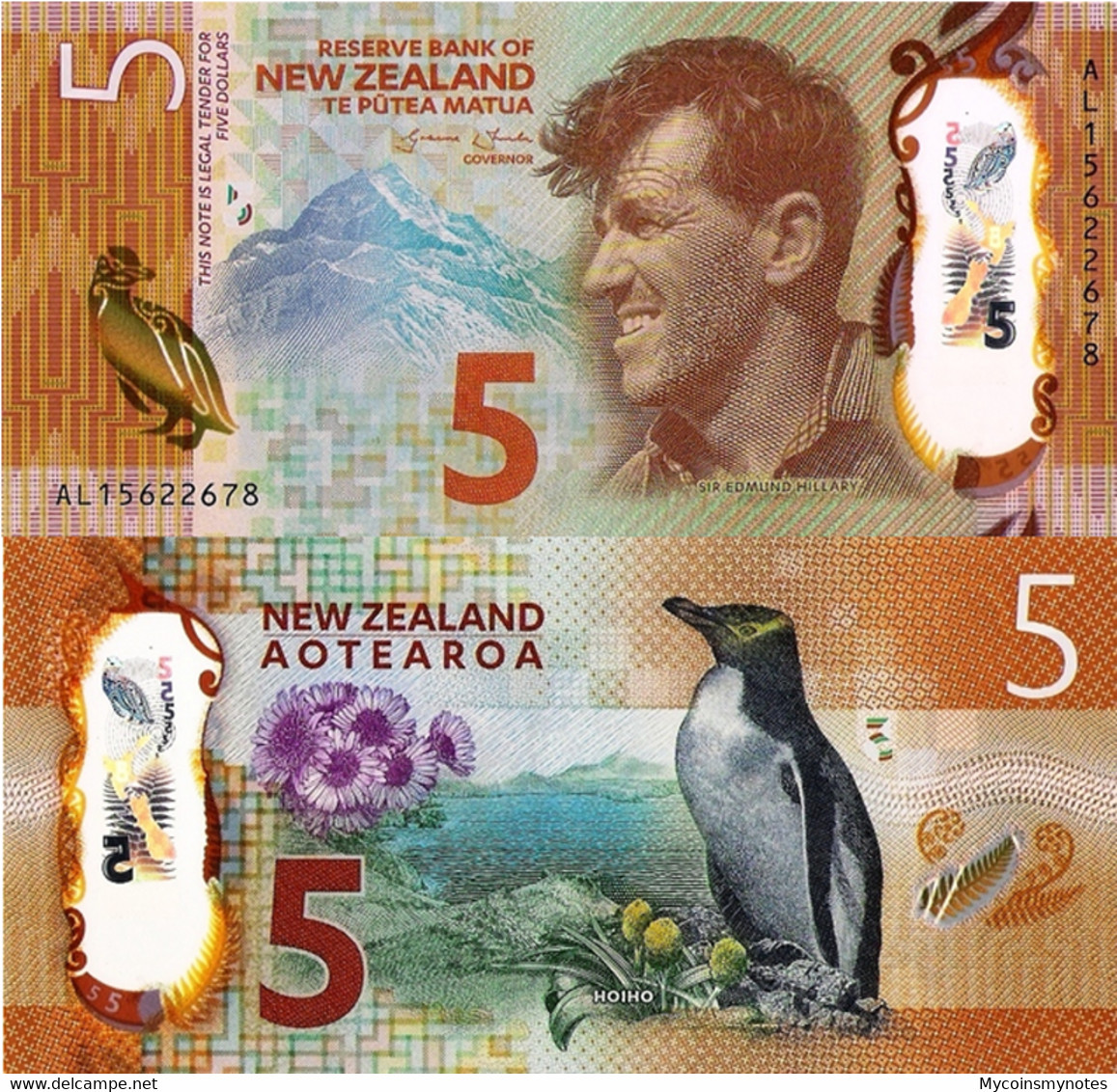 NEW ZEALAND 5 Dollars Banknote, 2015, P190, Polymer, UNC - Nuova Zelanda